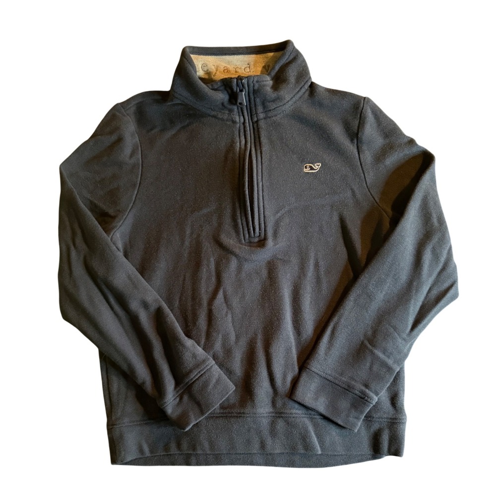 Vineyard Vines Pima Cotton Quarter Zip Pullover Boys 7 Blue Long Sleeve Whale
